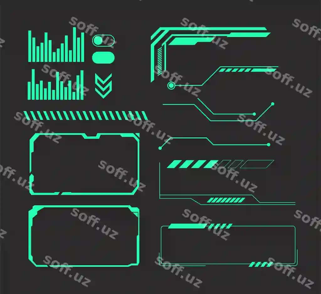 Vektor sayberpunk kelajakchi elementlar | Vector cyberpunk futuristic elements 2