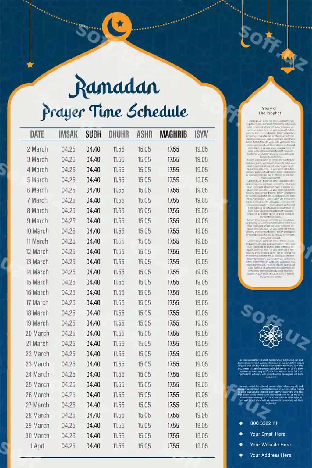 Ramazon namoz vaqti jadvali kalendar | Ramadan prayer time schedule time calendar