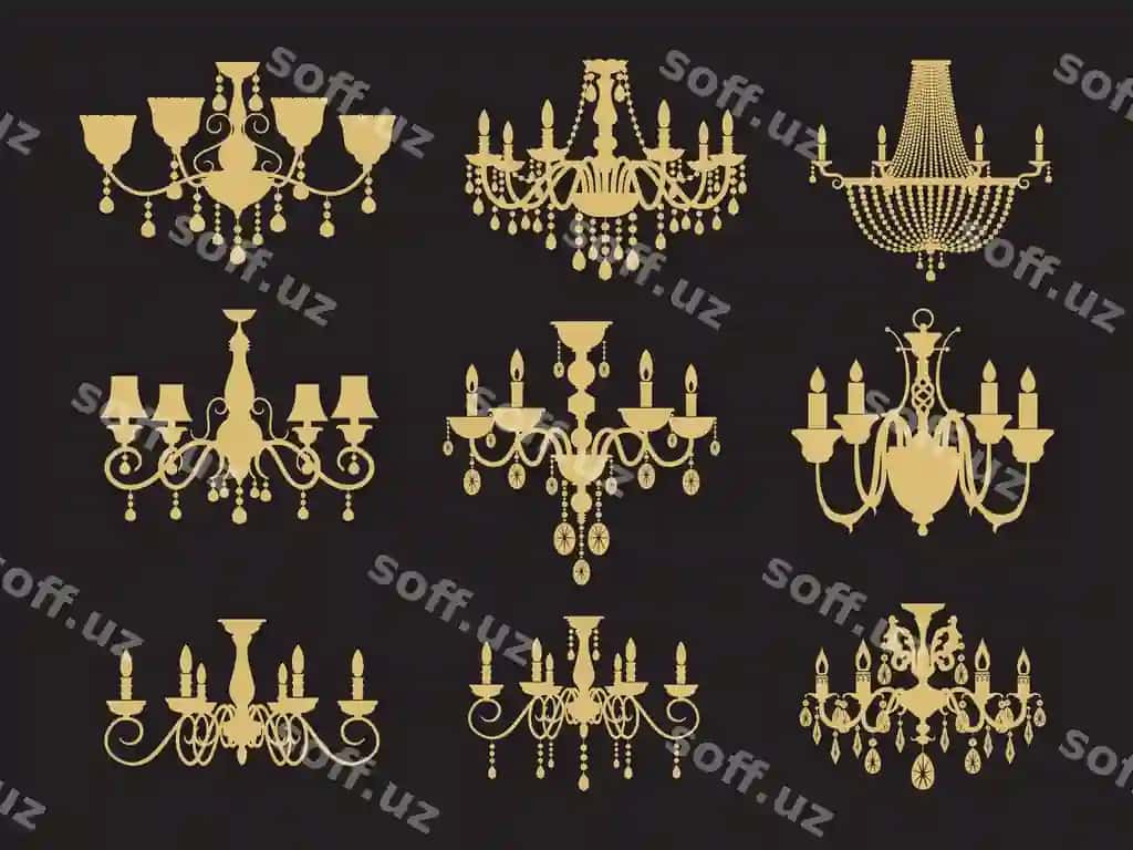 Komplekt vintage chandelierlar ajraltirilgan | Set vintage chandeliers isolated