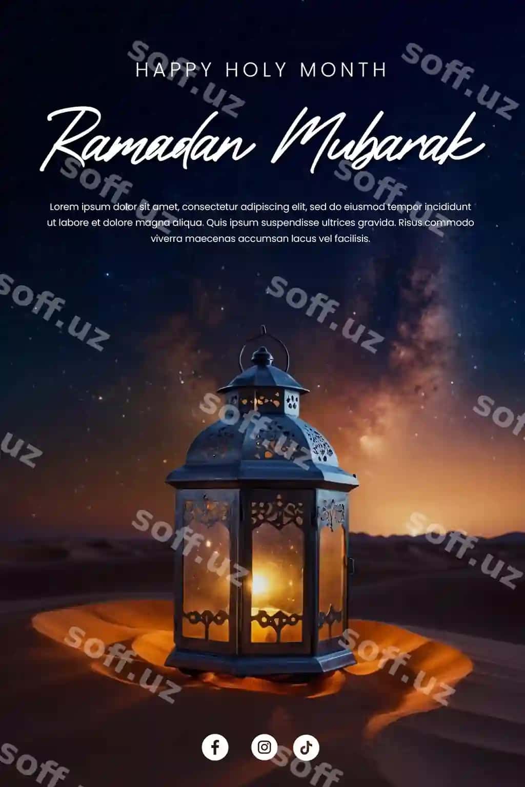 Ramazon muborak islomiy tabrik kartochkasi shabloni | Ramadan mubarak islamic greeting card template