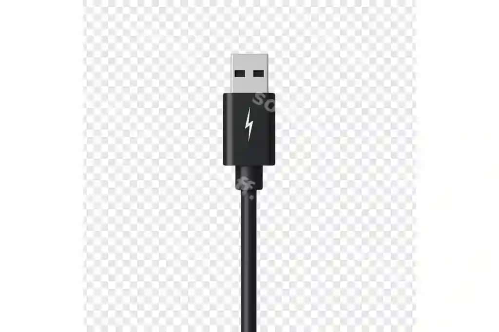 Qora usb kabel chirg'li ikon bilan | Black usb cable with lightning icon
