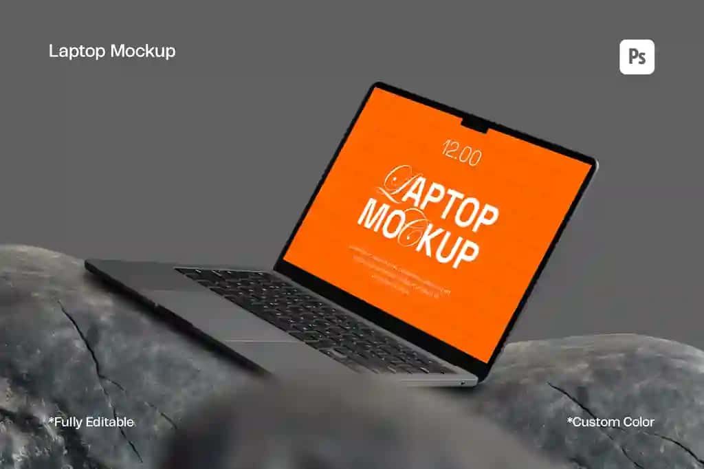 Haqiqiy noutbuk maketi tahrirlanadigan ekran ko'rinishini yaratadi | Realistic laptop mockup rocks editable screen display