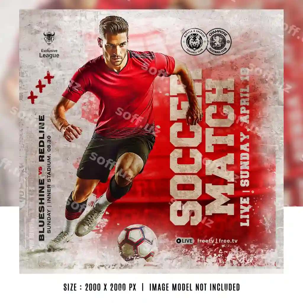 Futbol soker sportlar matç kuni poster ijtimoiy tarmoqlar flyer banner | Football soccer sports matchday poster social media flyer banner