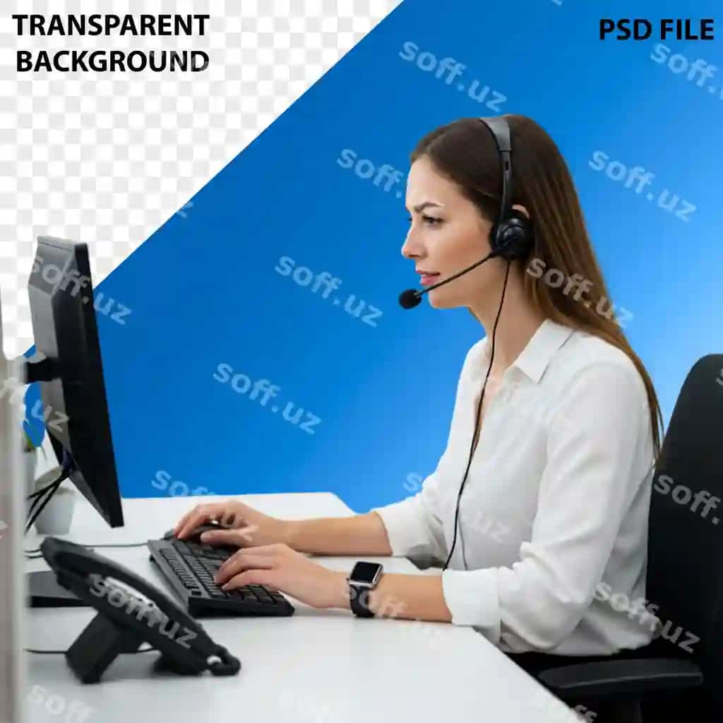 Mijoz xizmati vakoli ishchi kompyuter stoli | Customer service representative working computer desk 2