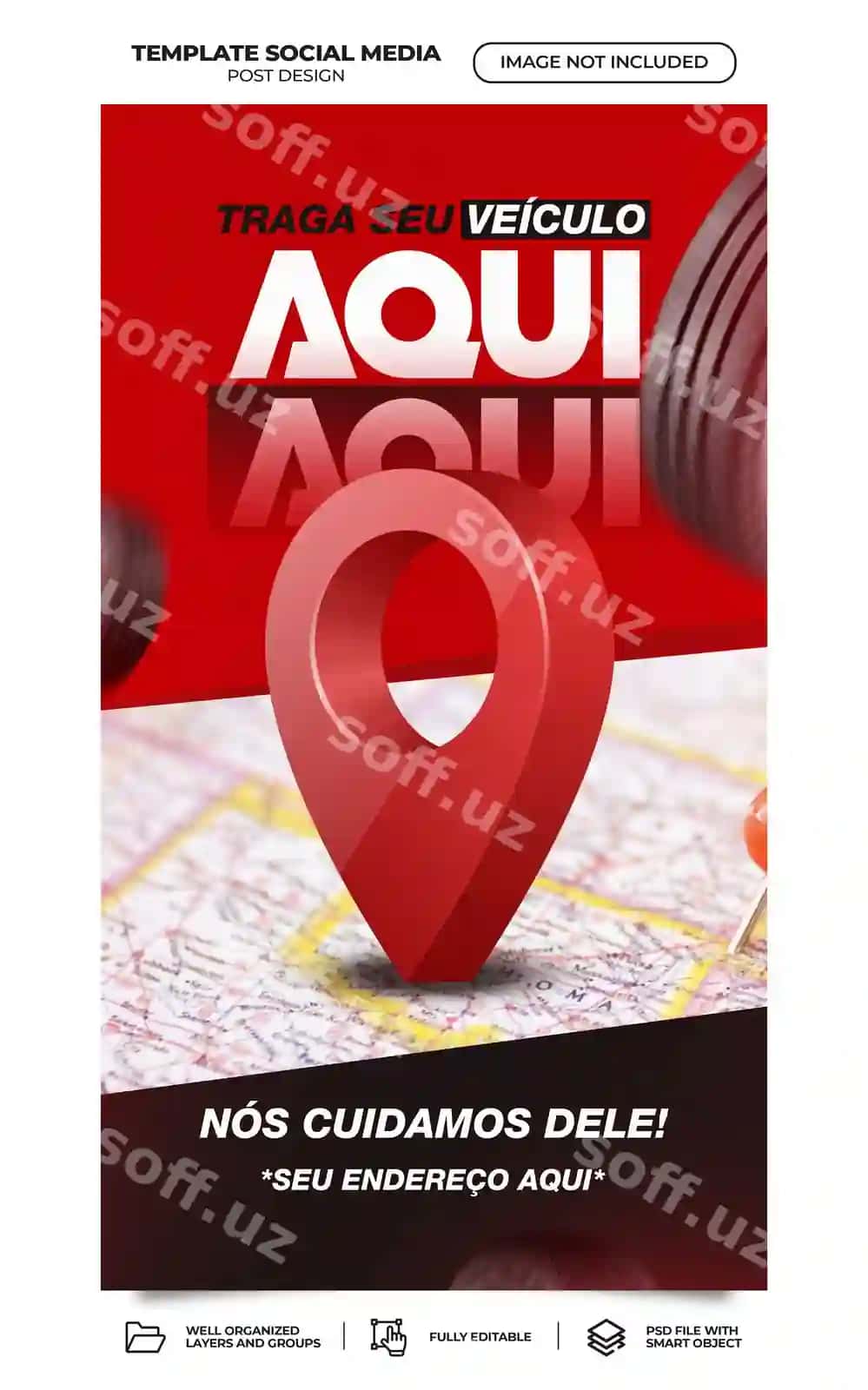 Ijtimoiy tarmoqlar mashina avtotsentr ta'mir psd tarqatish Braziliya portugali | Social media car autocenter repair psd feed brazilian portuguese