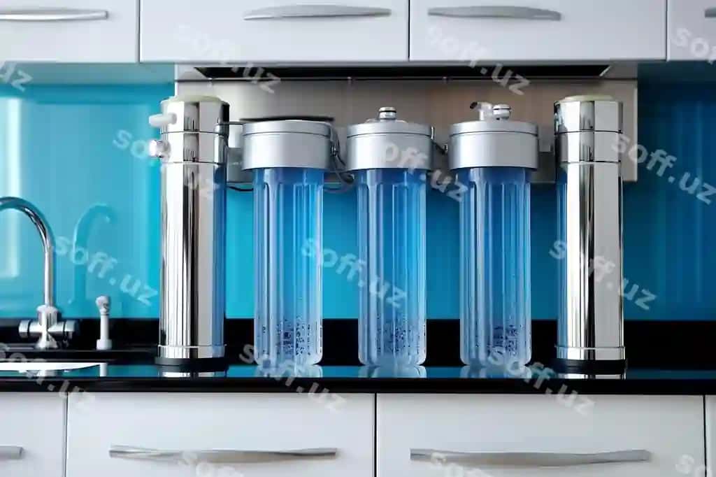 Zamonaviy oshpazlik fonida suvni filtrlash tizimi | Modern kitchen background with water filter system 2