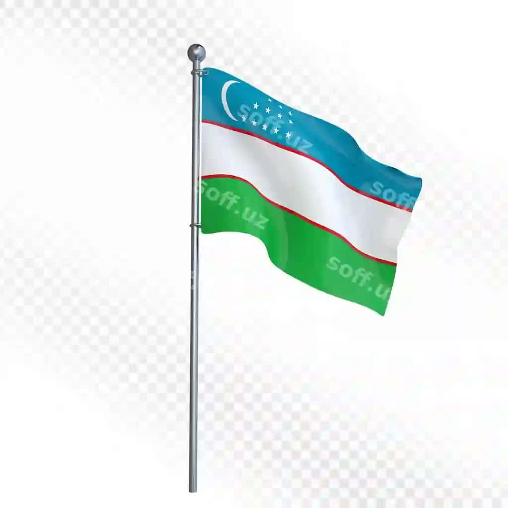 Milliy Oʻzbekiston bayrogʻi uygʻotida koʻrıngan | National flag uzbekistan waving pole