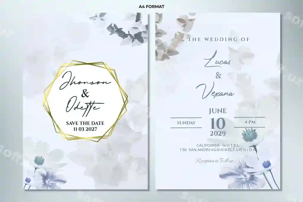 Ikki tomonlama turmali taklif shabloni | Double sided wedding invitation template