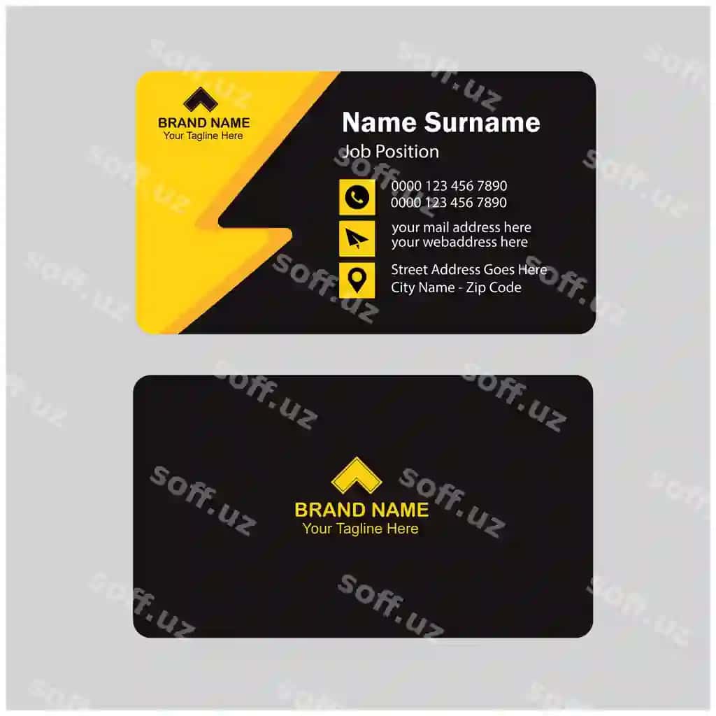 Qora gurucha biznes karta zamonaviy dizayni | Black bark business card modern design 2