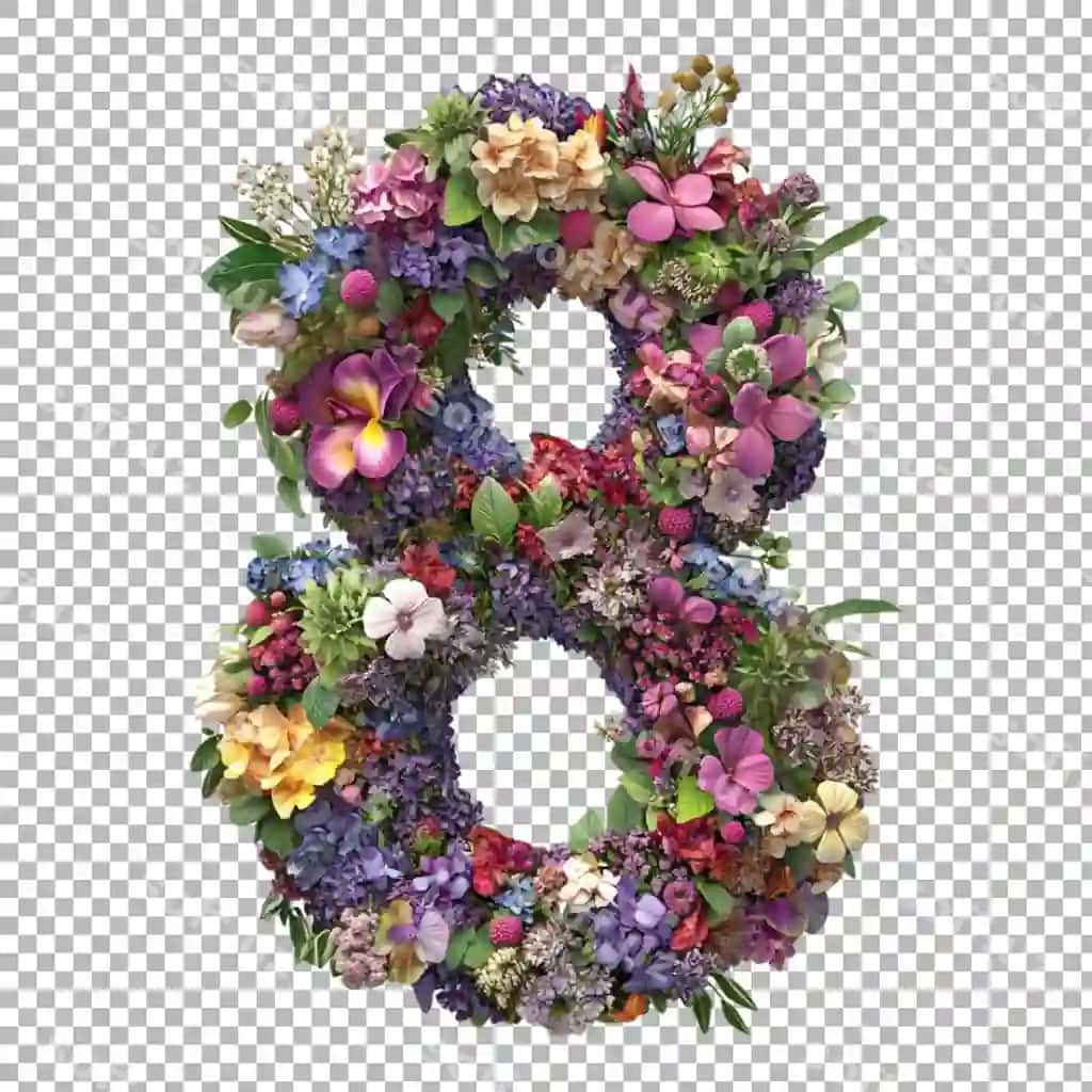 Png raqami 8 gulli uslub shaffof fonda ajraltirilgan | Png number 8 floral style isolated against transparent background 2