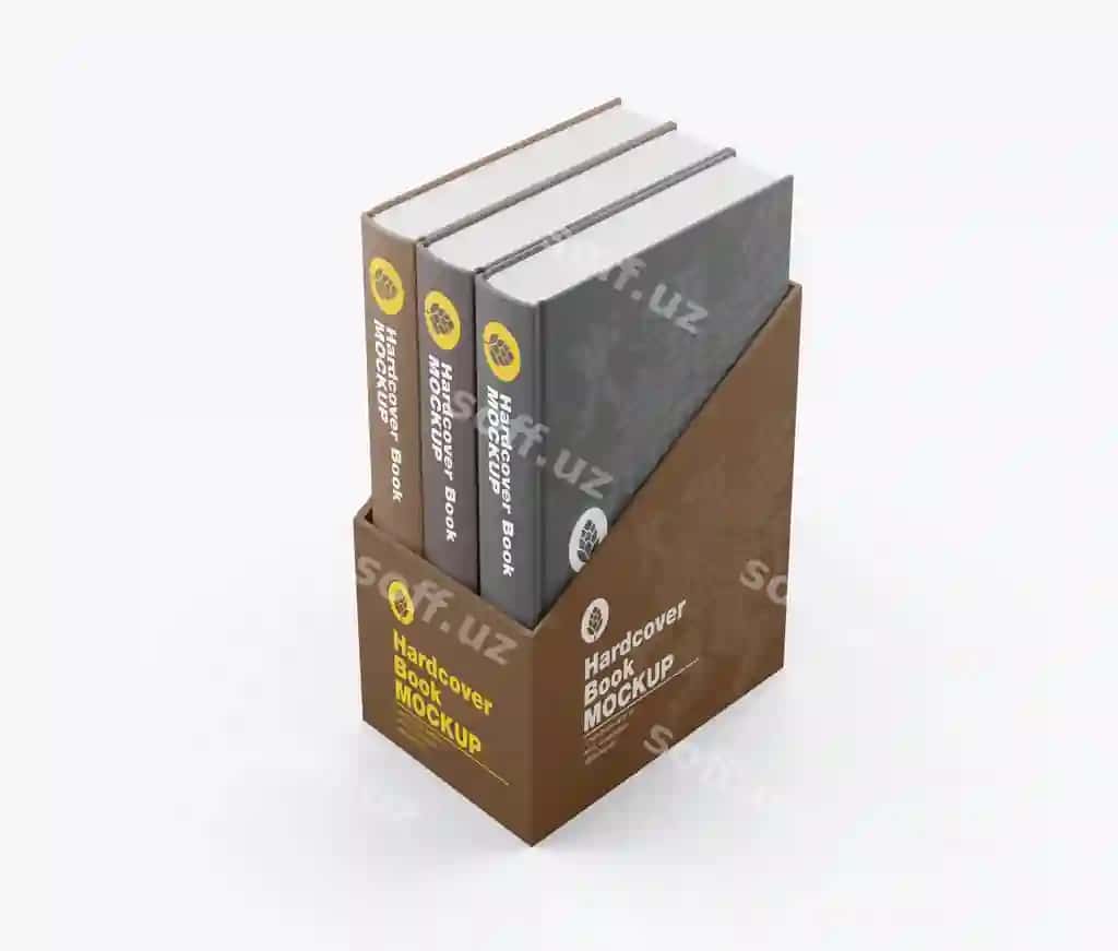 Qattiq muqovali kitob maketini o'rnating | Set hardcover book mockup