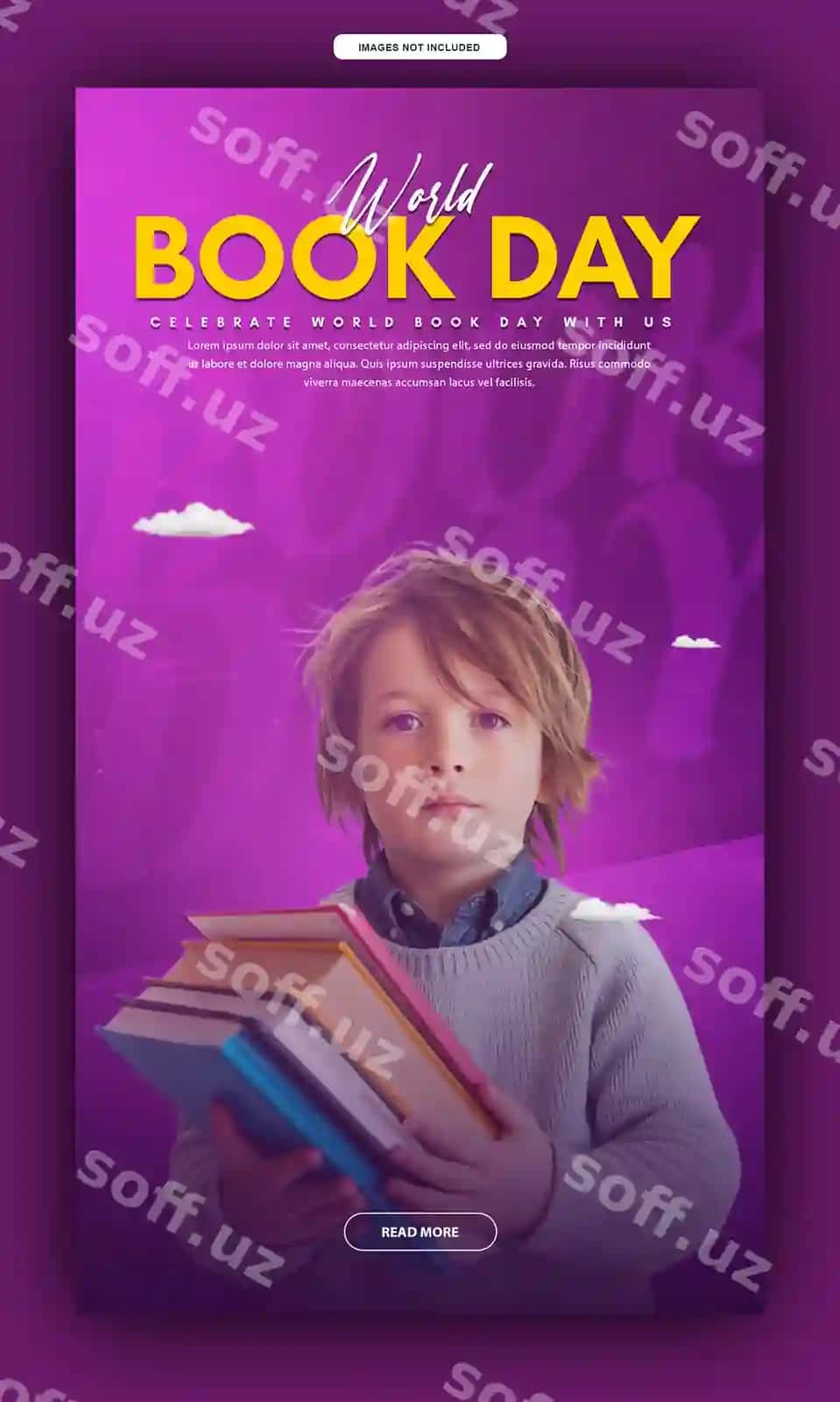 Zamonaviy dunyo kitob kuni Facebook stori uchun bepul psd | Modern world book day facebook story free psd 2