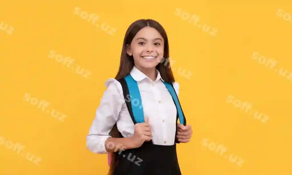 Chiroyli bola maktab sumkasi bilan, baxtli yosh katta qiz sumkani ko'chirmoq, maktabga qaytish, bilim kuni | Cute child with school bag happy teen girl carry backpack back school knowledge day 2