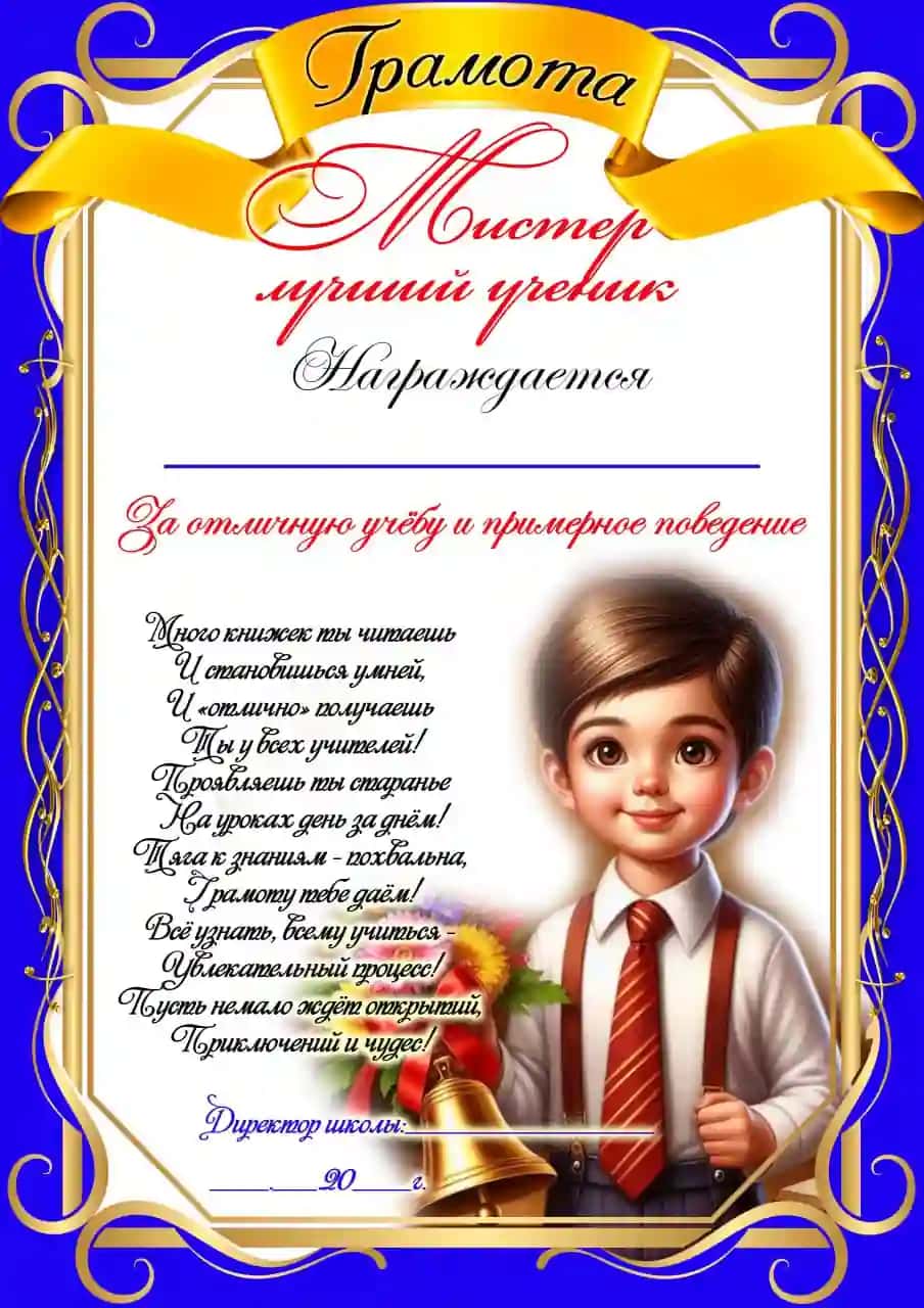 Грамоты за отличную учёбу и примерное поведение.