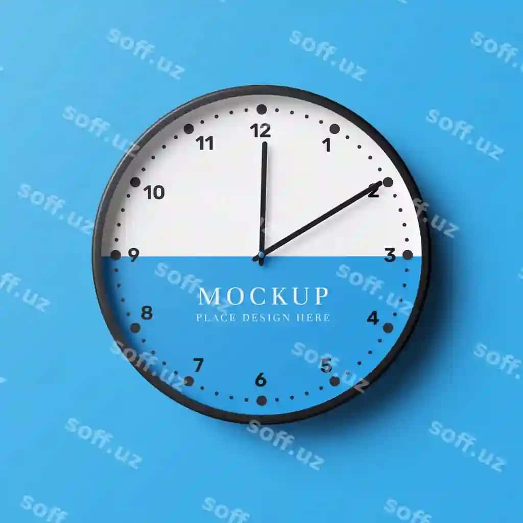 Zamonaviy doira devor soat namunasi | Modern round wall clock mockup