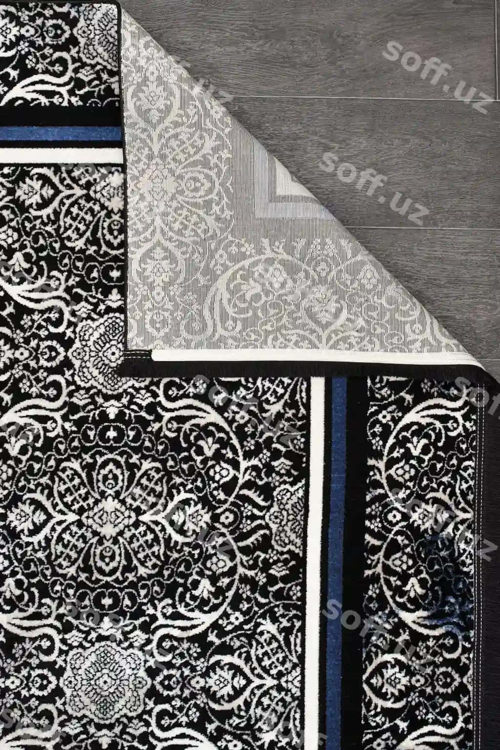Qora-oq varaq ko'k-oq dizayn bilan | Black white piece paper with blue white design 2
