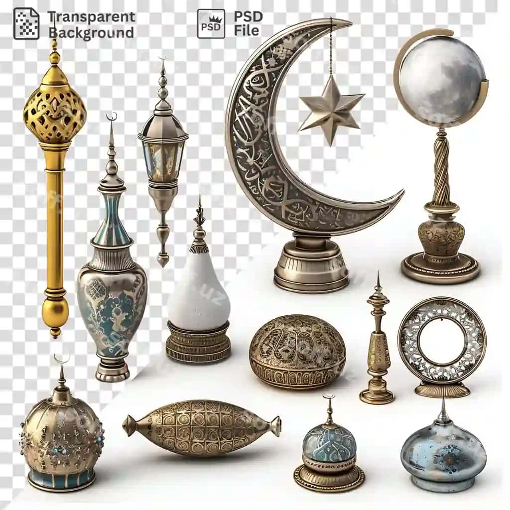 Psd islamiy hilol elementlar to'plami turli shakllar va hajmlar | Psd islamic lunar item set collection different shapes sizes 2