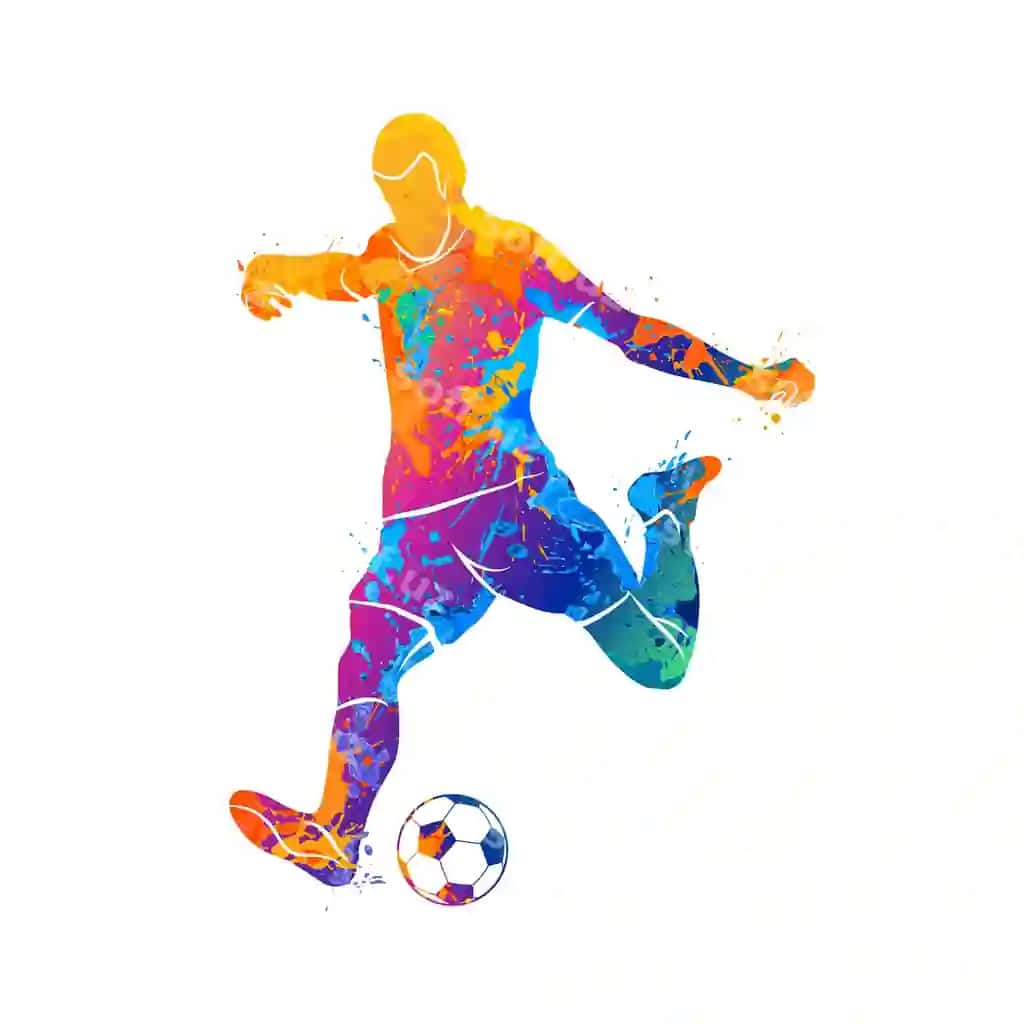 Abstrakt futbol o'yinchi tezkor shot ball splesh suvarli ranglardan | Abstract soccer player quick shooting ball from splash watercolors
