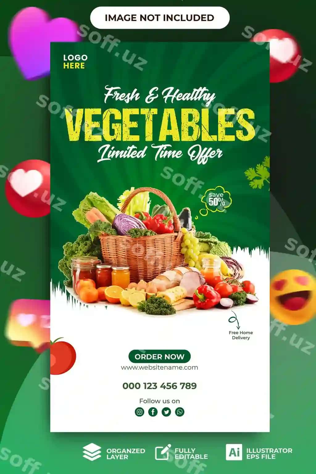 Ijtimoiy tarmoqlar posti veb baner shabloni Instagram hikoya posti Facebook | Social media post web banner template instagram story post facebook