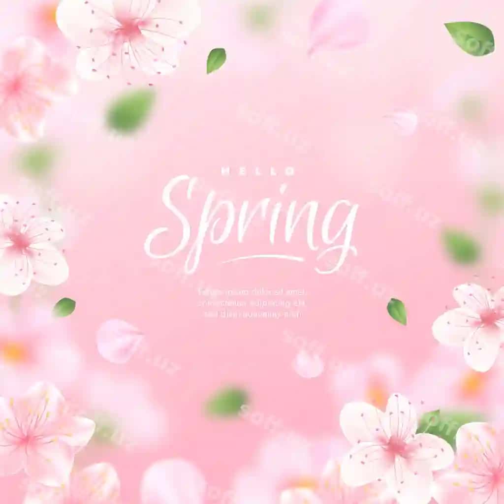 Realistik bahor illustratsiyasi giyohr gul bilan | Realistic spring illustration with cherry blossom 2