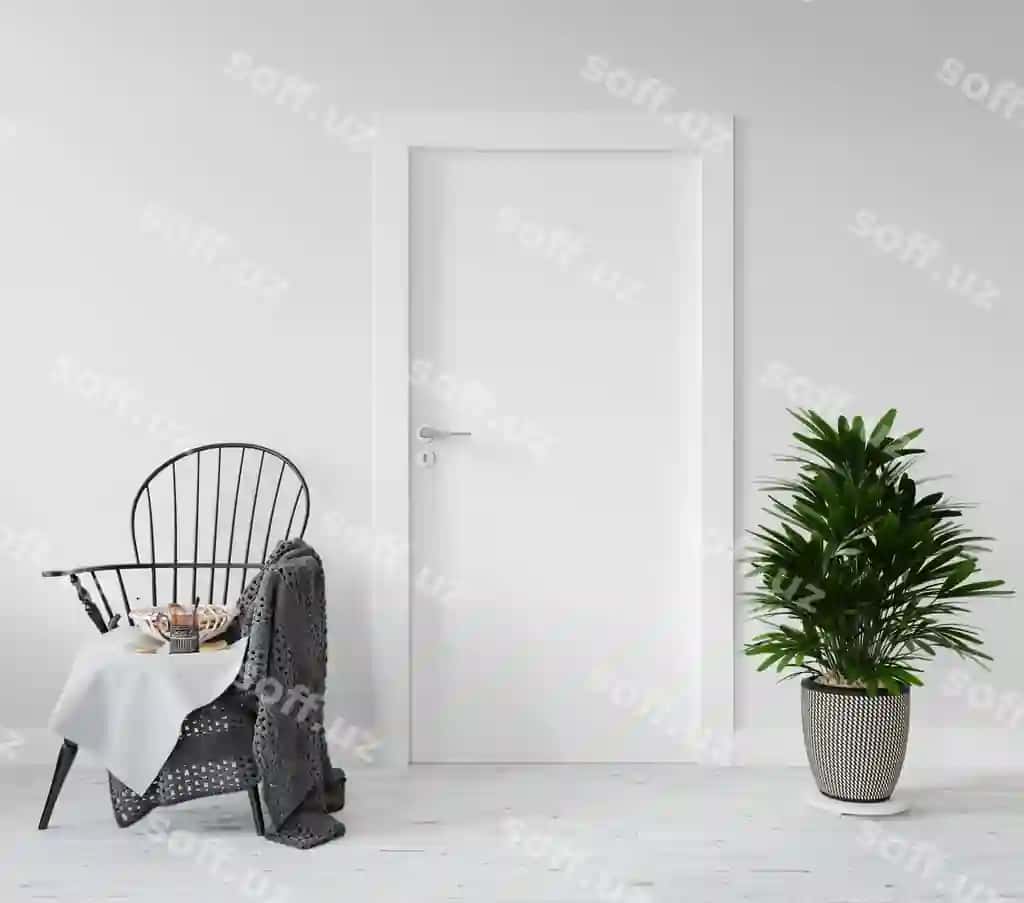 Devor bilan bo'sh eshik mockup | Wall with blank door mockup 2