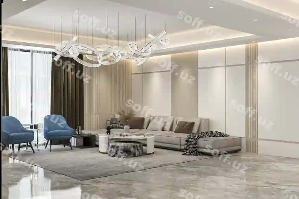 Go'zalik loft sanoat uslubi mehmonxona ichki dizayni 3D render bilan | Beauty loft industrial style living room interior design with 3d render 2