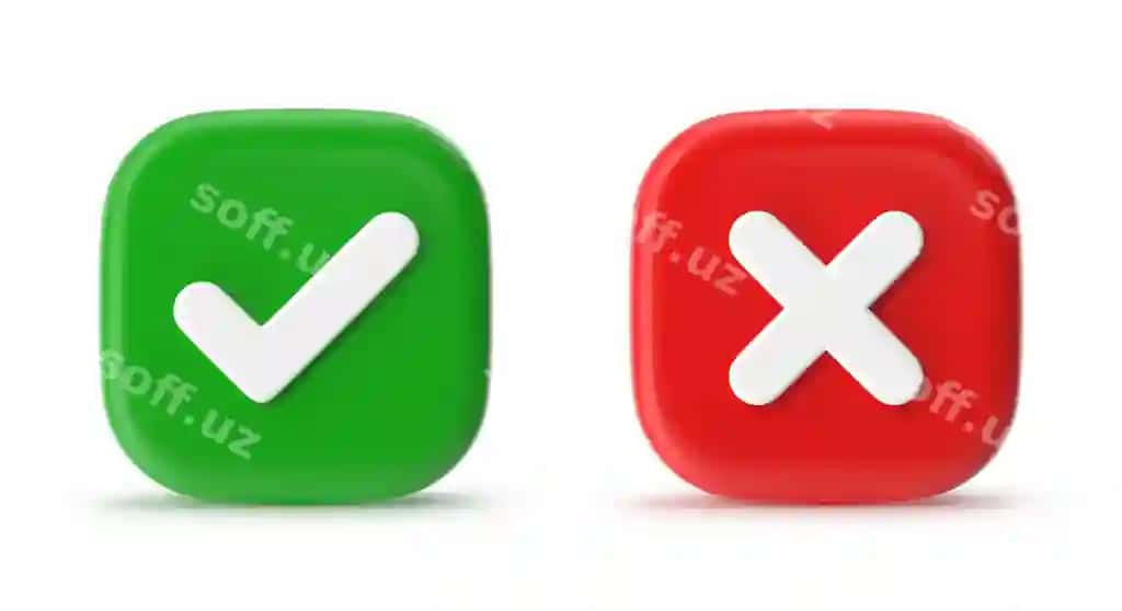 X belgisi, tekshirish belgisi tugmasi | Cross mark check mark button
