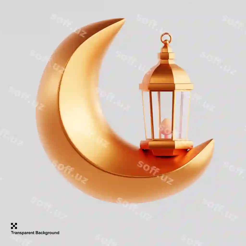 3d fonar yarım ay ikonasi | 3d lantern half moon icon 2