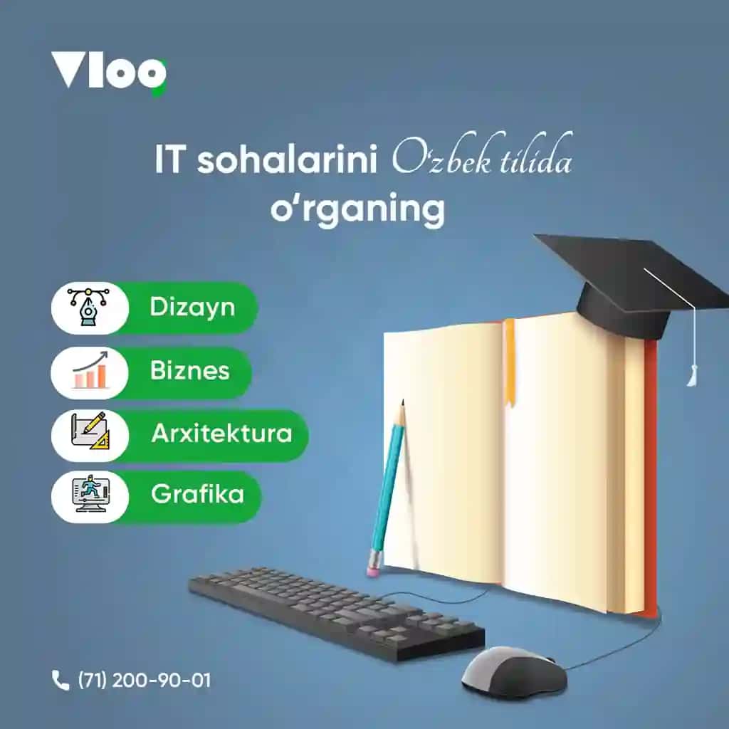 IT Sohalarini O‘zbek Tilida O‘rganish – Ta’limiy Poster Dizayni