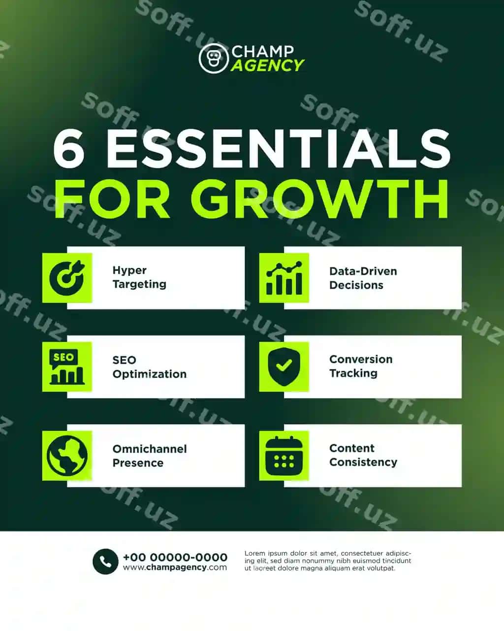 Zamonaviy 6 elementlik infografika vektor shabloni professional rivojlanish | Modern 6 item list infographic vector template professional growth