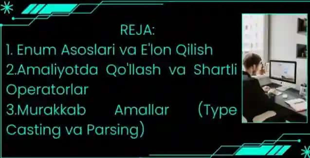 C# da enum bilan ishlash mavzusida tayyor slayd taqdimot (24 sahifa)
