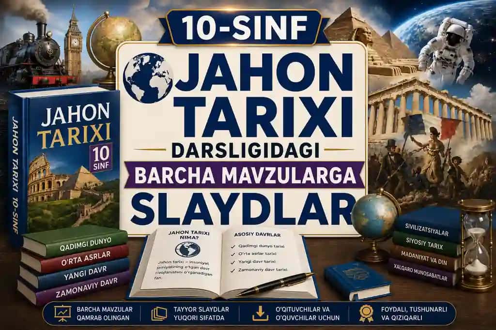 10-sinf jahon tarixi darsligidagi barcha mavzularga slaydlar