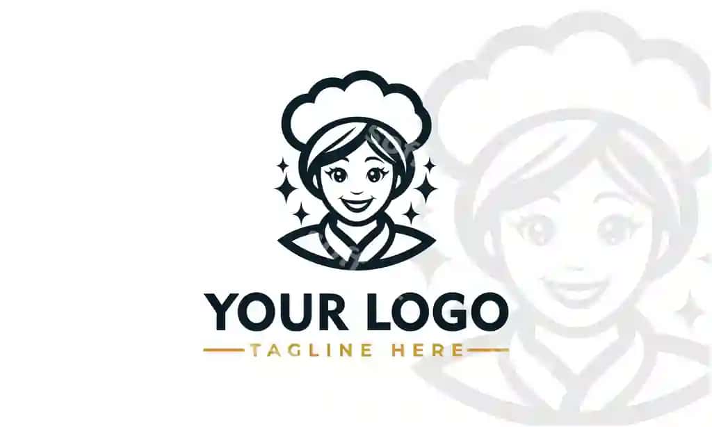 Ayol oshpaz vektor illustratsiyasi logotipi muhabbat onaa ilova dizayni chiroyli romantik | Fimale chef vector illustration logo love mom app design cute romantic