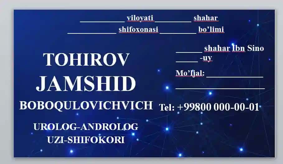 SHABLON VISITKA TAYYOR