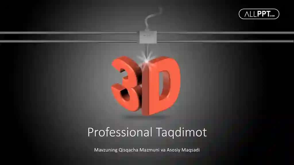3D Bosma Texnologiyalari va Sanoat Innovatsiyalari Taqdimoti (48 Slayd)