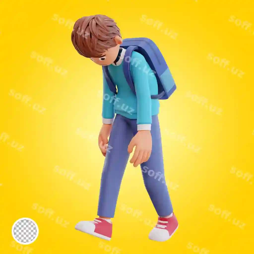 3d render chiroyli o'g'lon noaniq yurish | 3d render cute boy walk limp 2