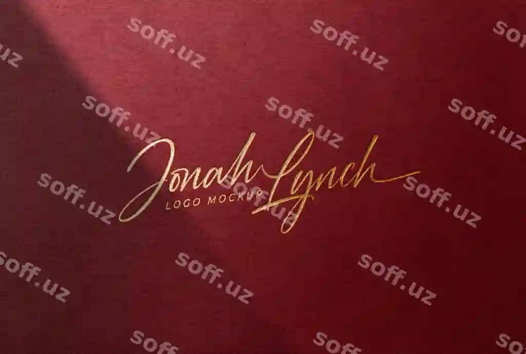 Hasharot o't foliyasi logo mockup qizil qog'oz soya qatlami bilan | Luxury gold foil logo mockup red paper with overlay shadow 2