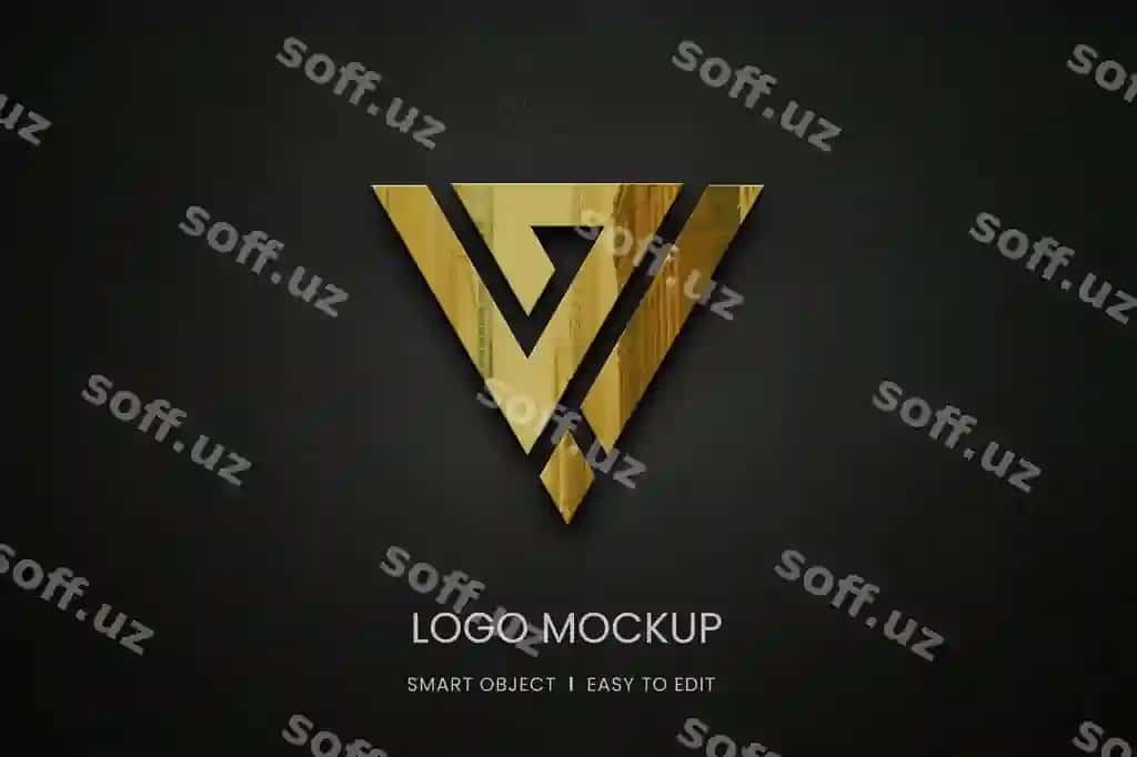 Oltin aks ettiruvchi logotip modeli | Golden reflective logo mockup 2