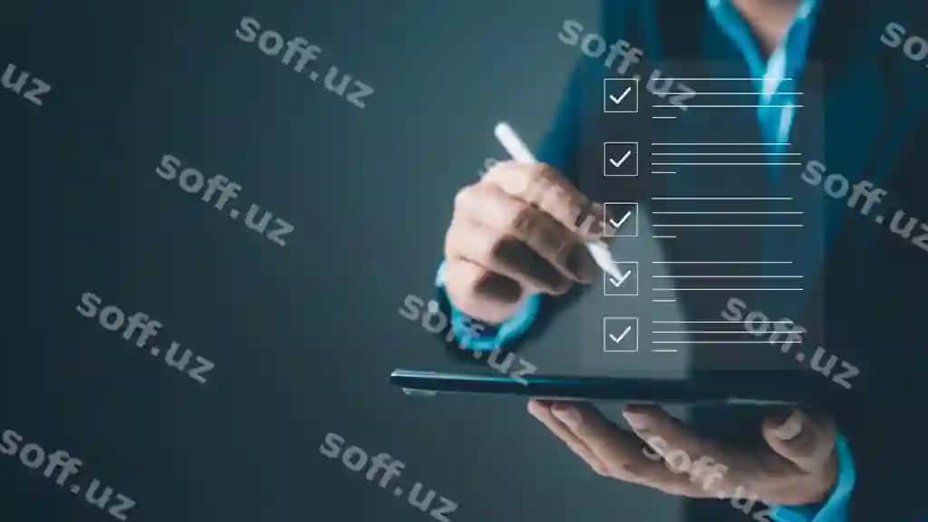 Bizznesmen tabletdan onlayn anketa to'ldirish uchun biznes natijalari kuzatish | Businessman using tablet online survey filling out business performance monitoring