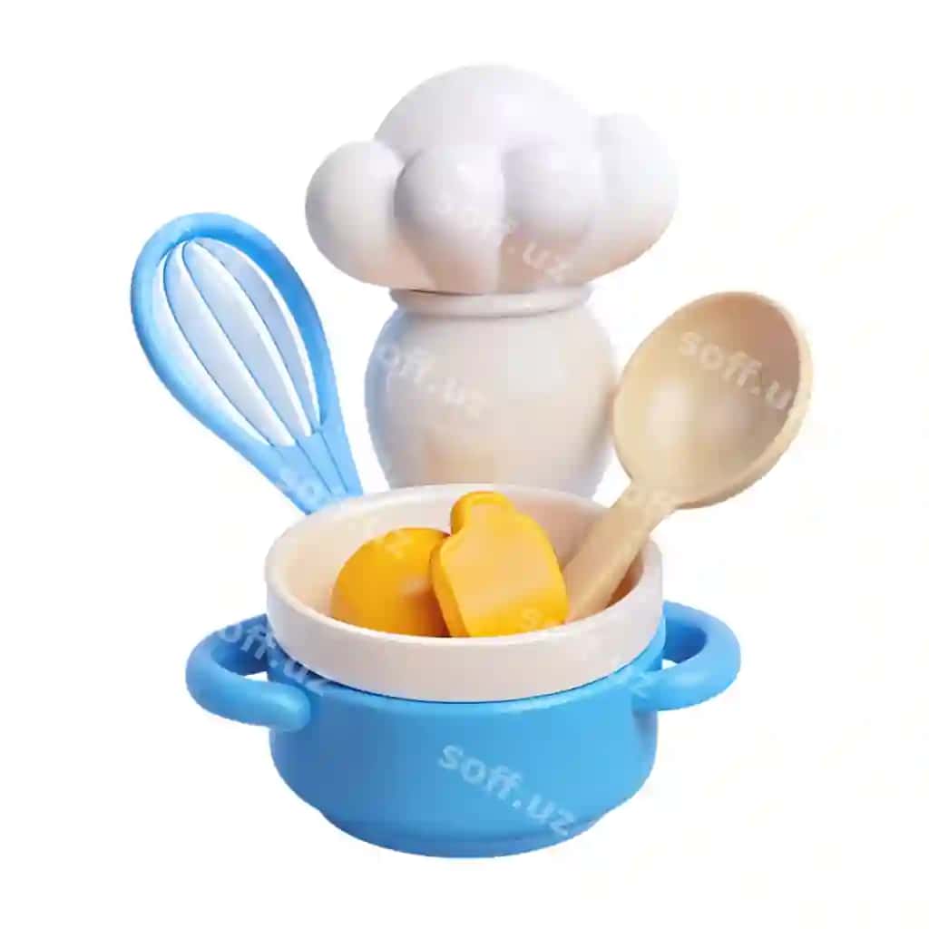 Ko'k qozon oq pardevor bilan ko'k qoshiq u | Blue pot with white lid blue spoon it 2