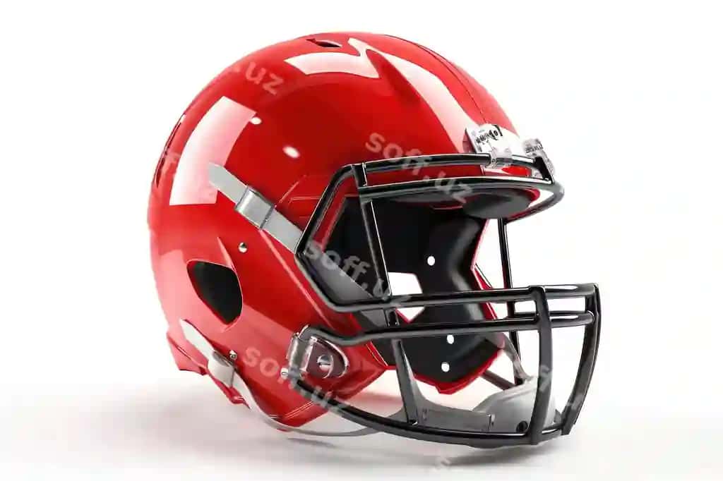 Qizil amerikanskiy futbol shlemi modeli ajraltirilgan oq fonda | Red american football helmet mockup isolated white background