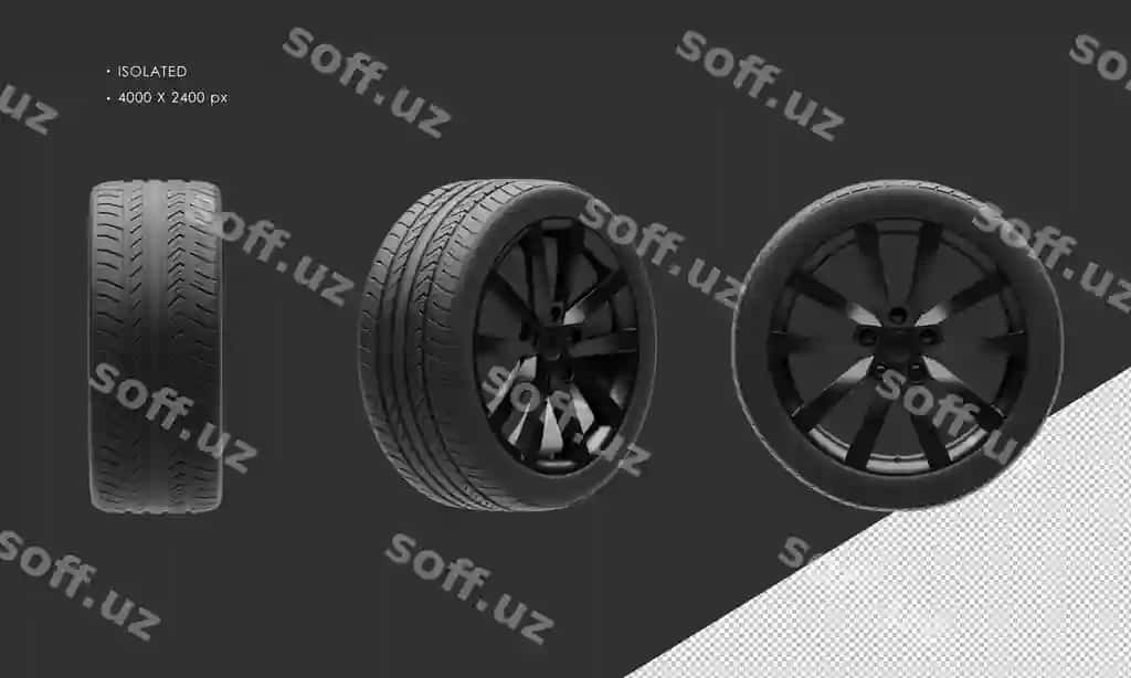 Ajralgan shahar sedan avtomobil qorong'iq hrom g'ildirak chet pokrosa | Isolated city sedan car dark chrome wheel rim tire