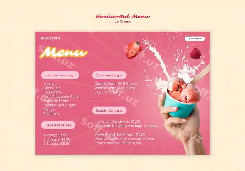 Muzqaymoq shabloni dizayni | Ice cream template design 2