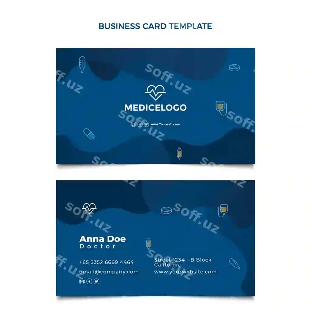 Tekis dizayn tibbiy biznes karta vertikal | Flat design medical business card vertical
