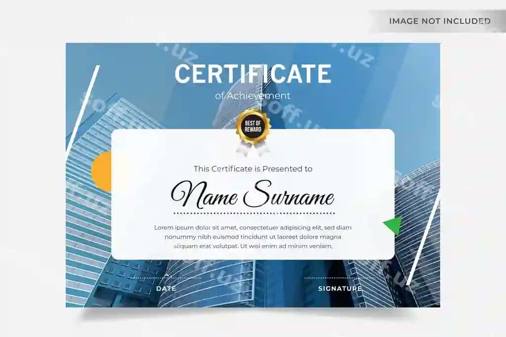 Ijodkor xodim korporatsiya oyi sertifikat shabloni | Creative employee corporate month certificate template 2