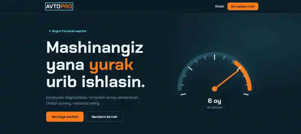 Avtoservis uchun shablon