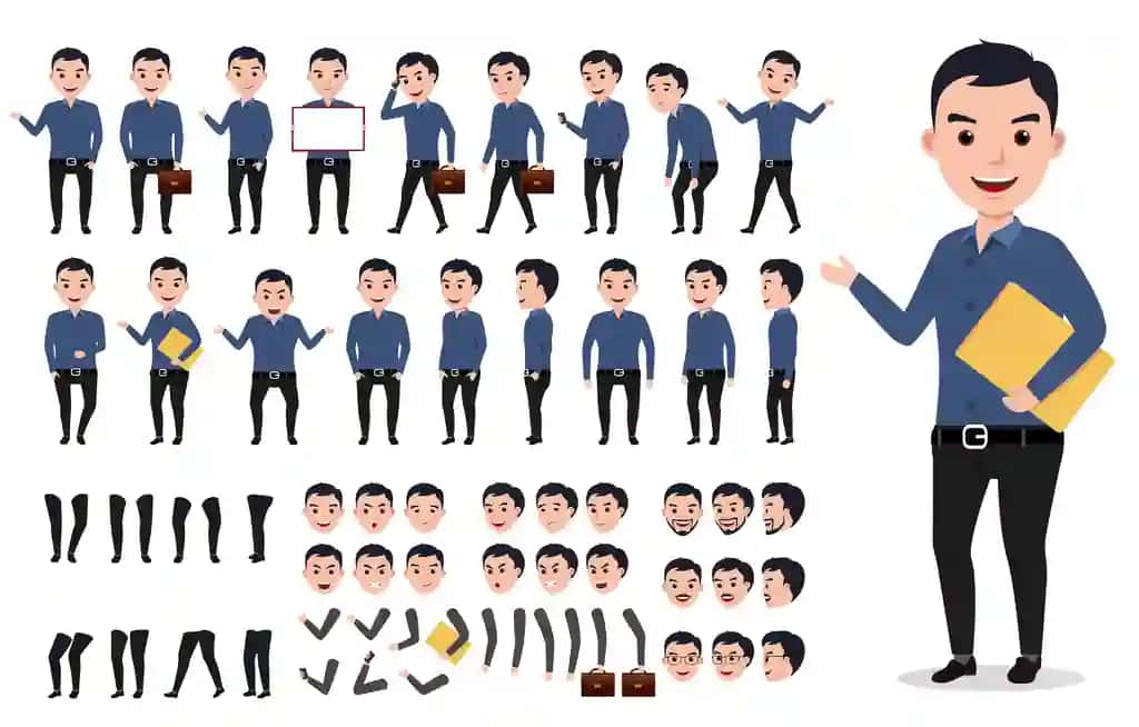 Biznesmen erkak vektor xarakterini yaratish professional odam | Businessman male vector character creation set professional man