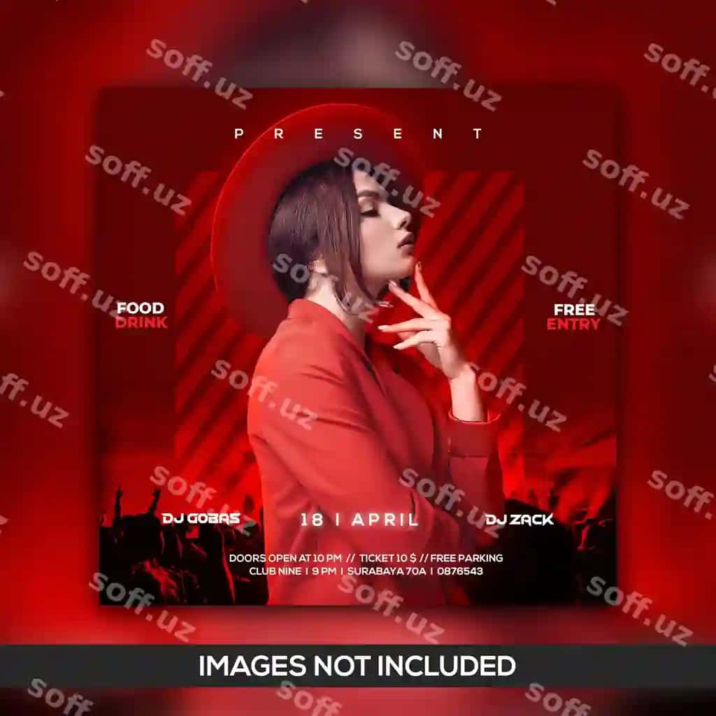 Tungi klub bayrami uchun flayer shabloni | Night club party flyer template