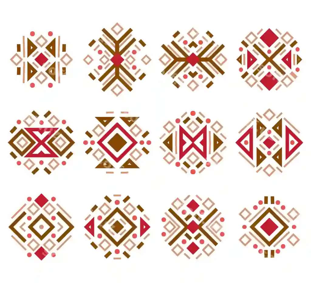 Komplekt moda Meksik Aztec Yerli Amerikalik naqshlar Navajo elementlar | Set fashion mexican aztec native american patterns navajo elements 2