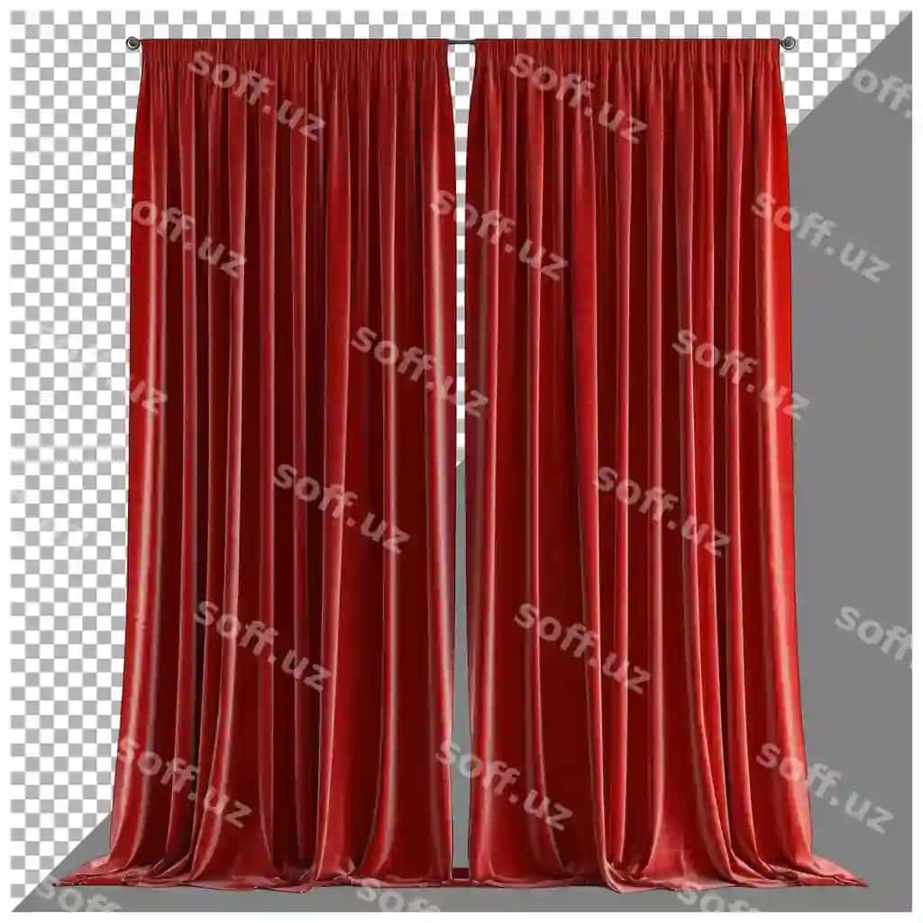 Qiziljinsimtosa parda shaffof orqa fonda | Maroon curtain transparent background 2